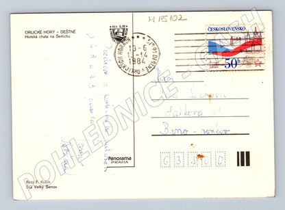 Pohlednice Orlické hory – chata na Šerlichu 1984 (M15102)