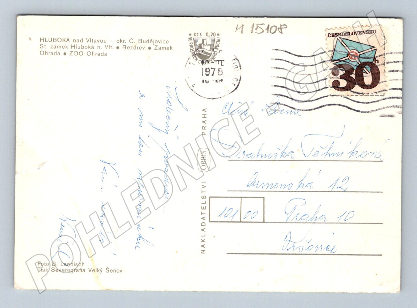 Pohlednice Hluboká nad Vltavou – zámek a okolí (M15108)