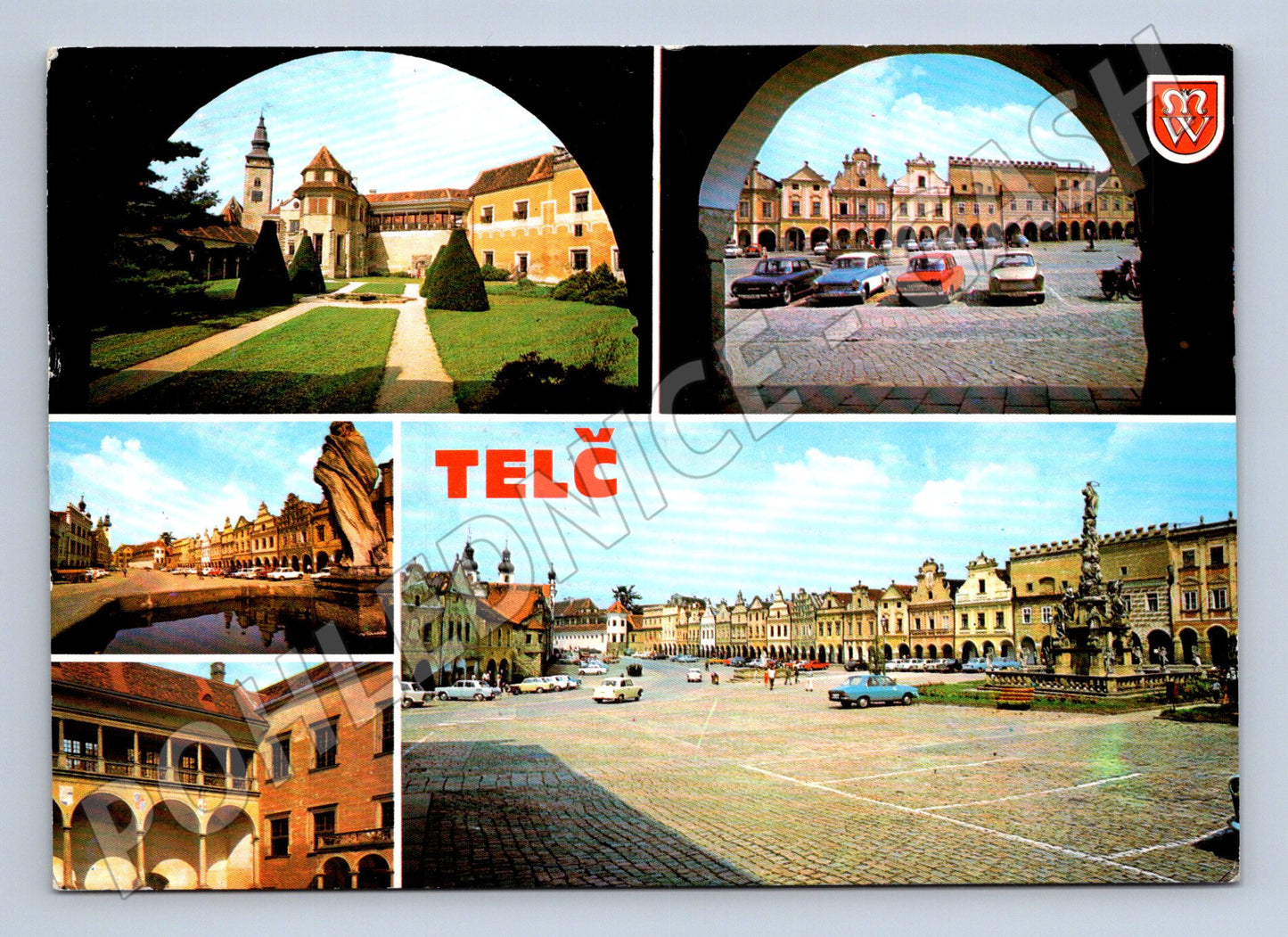 Pohlednice Telč – zámek a náměstí (M15113)