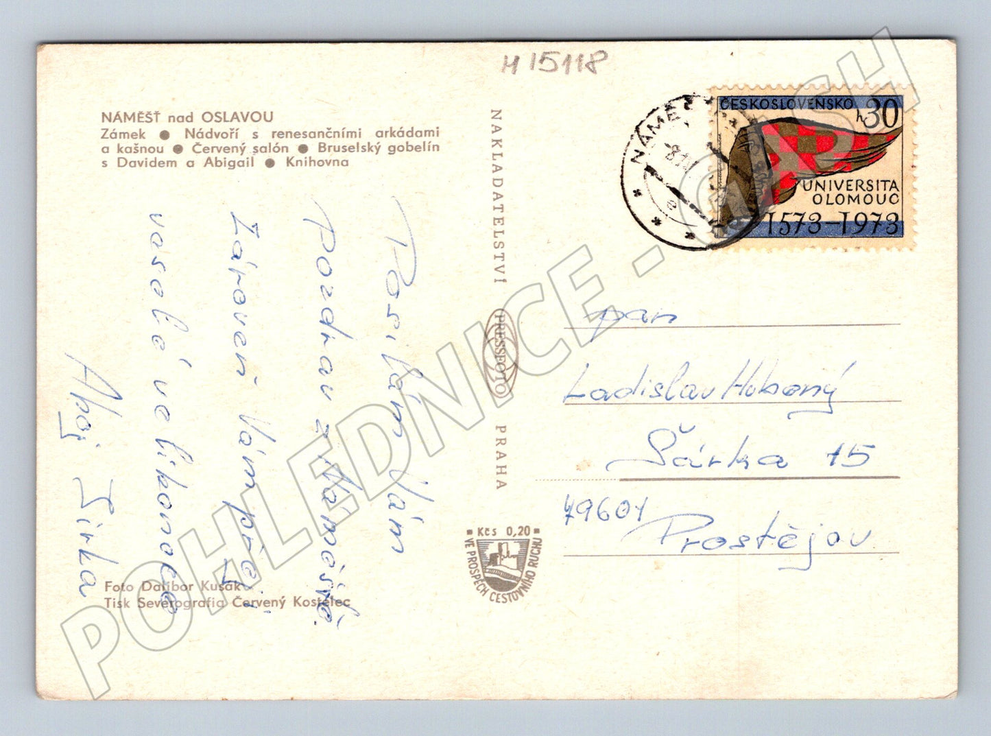 Pohlednice Zámek Náměšť nad Oslavou 1978 (M15118)