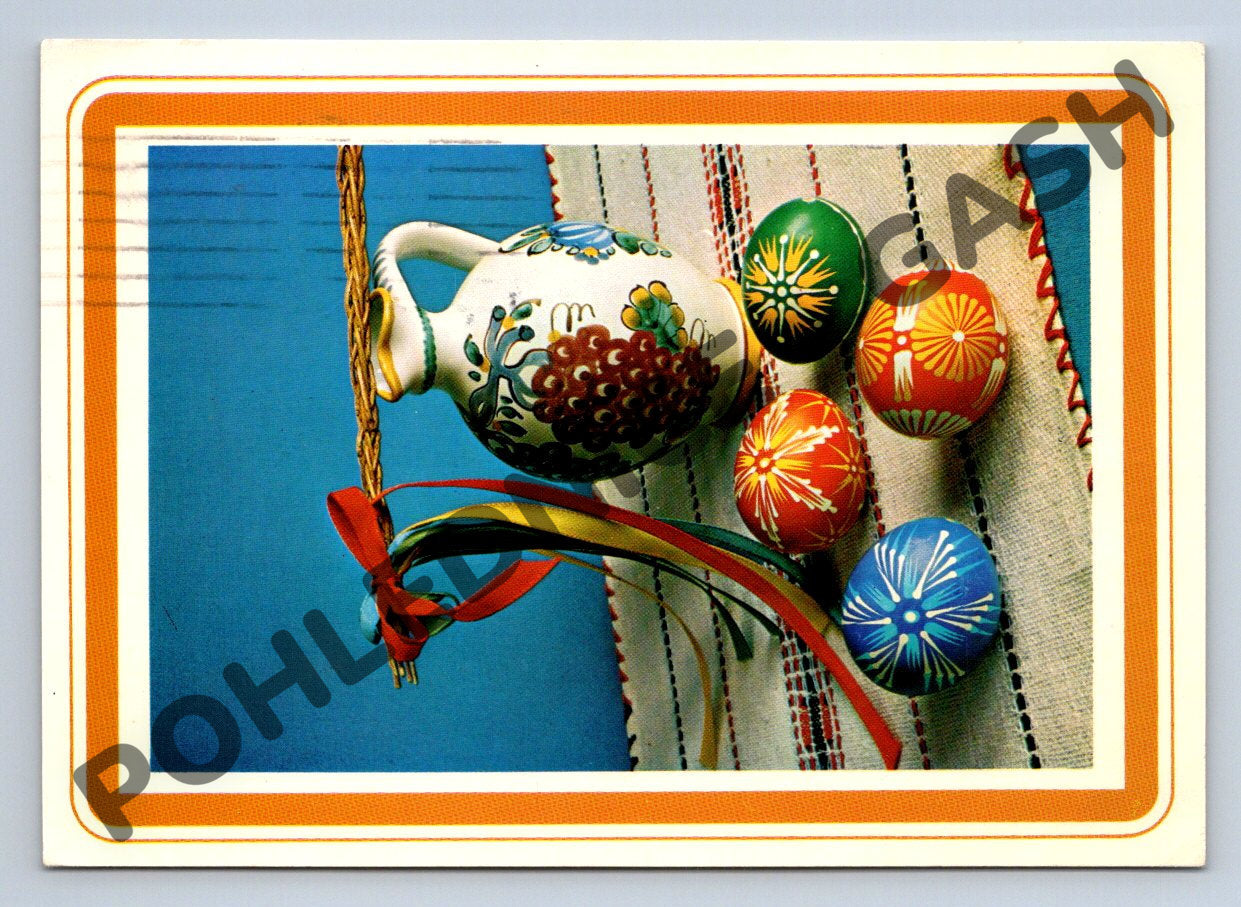 Pohlednice Velikonoční kraslice pomlázka a keramika 1983 (M1513)