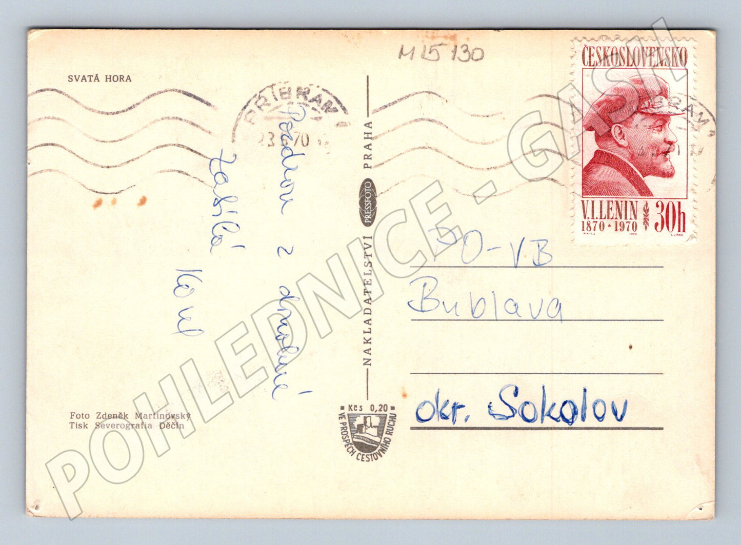 Pohlednice Svatá Hora u Příbrami – odeslaná 1970 (M15130)