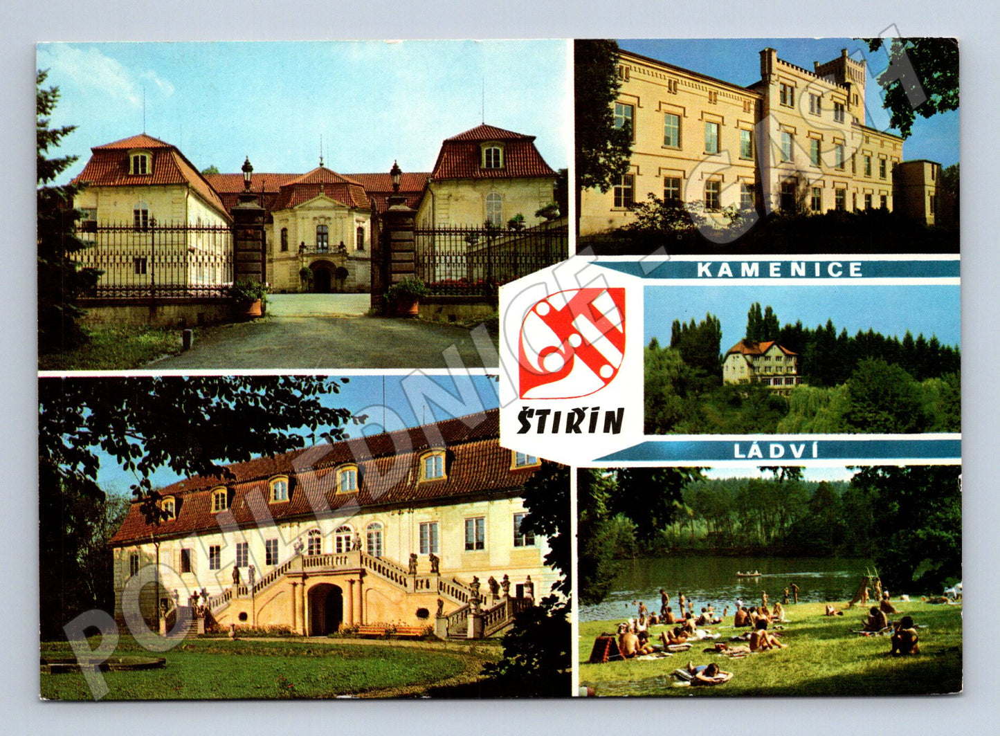 Pohlednice Štiřín, Kamenice, Ladví – zámky 1973 (M15142)