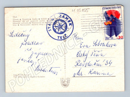Pohlednice Zámek Telč – historický pohled, 70. léta (M15155)
