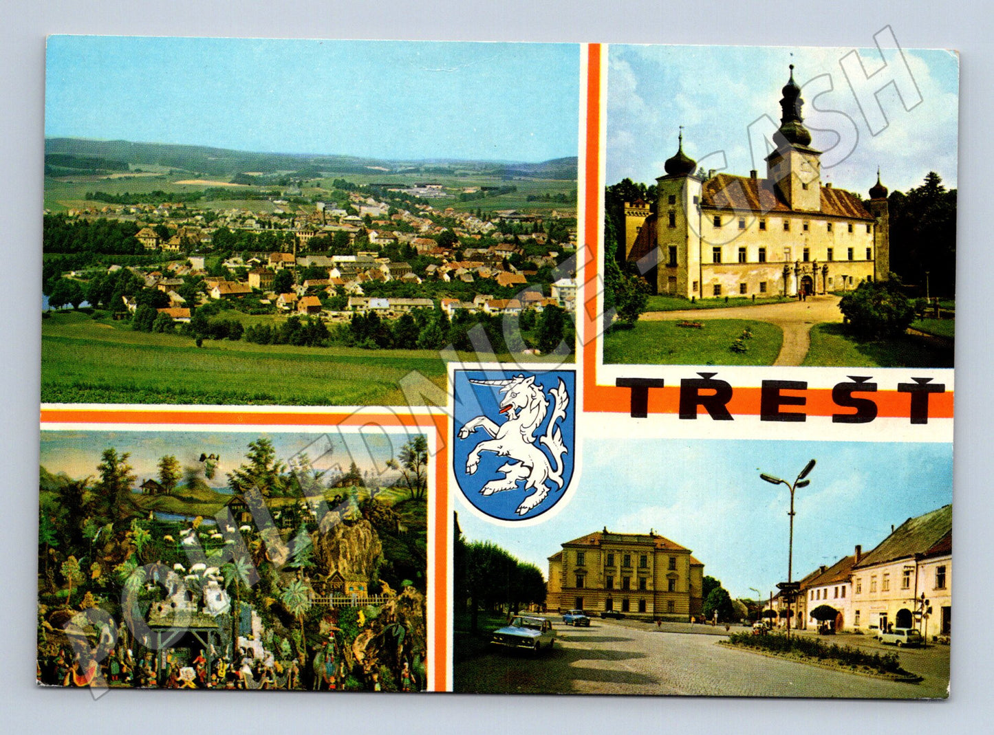 Pohlednice Třešť – zámek a náměstí 1974 (M15156)