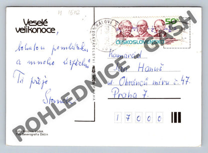 Pohlednice Velikonoční kraslice pomlázka a dřevo ČR (M1516)