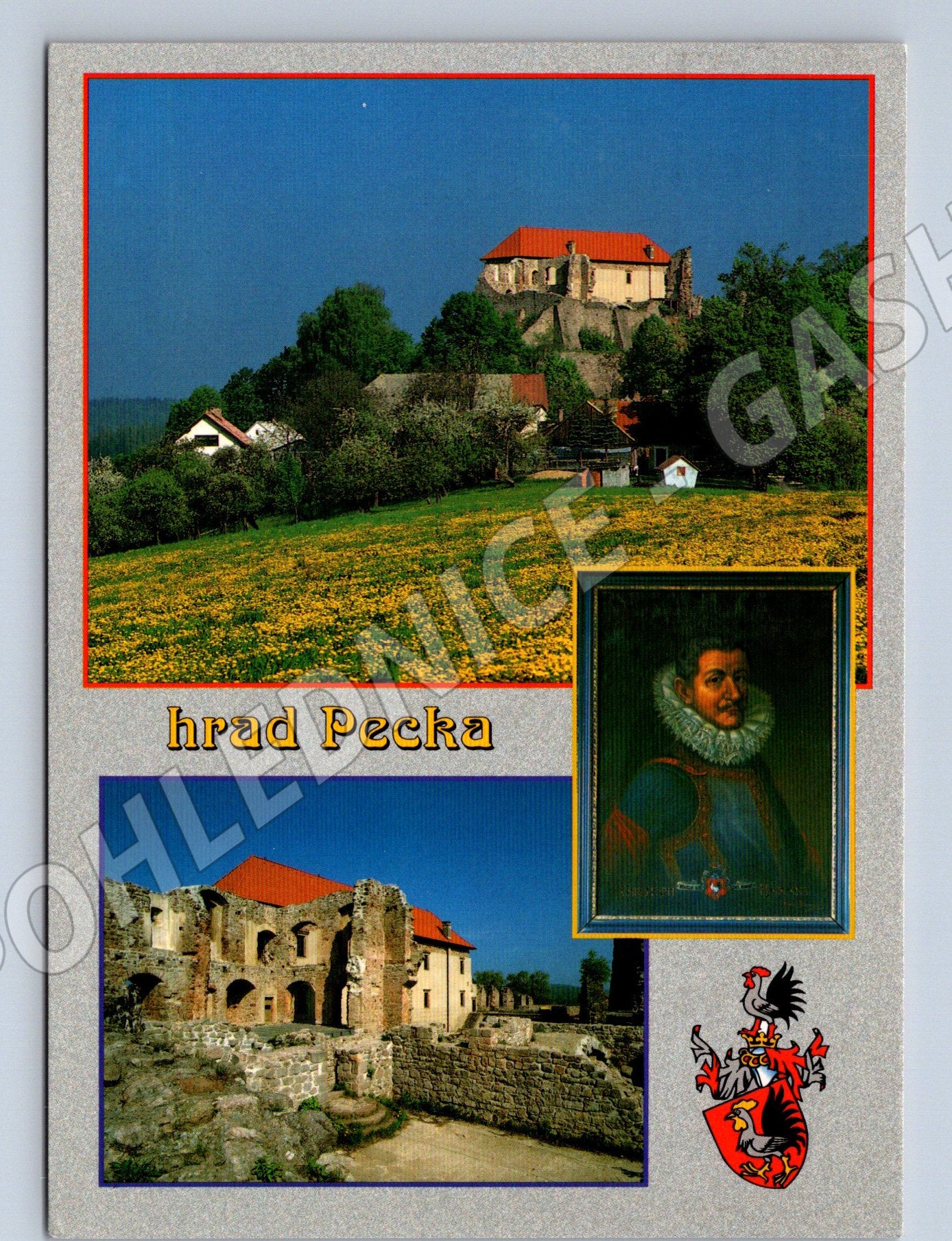 Pohlednice Hrad Pecka – koláž, poštovně použitá (M15162)