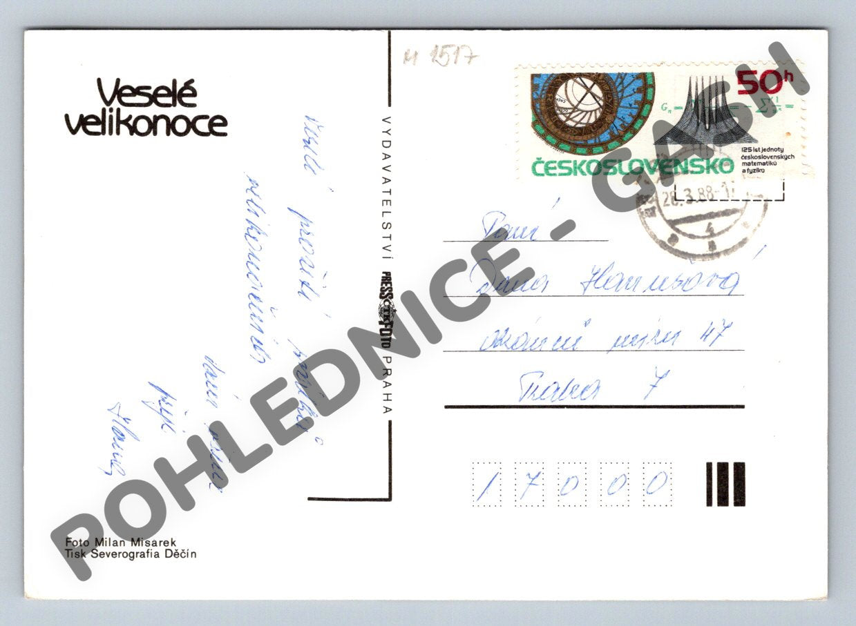 Pohlednice Velikonoční kraslice a narcis ČSSR 1988 (M1517)