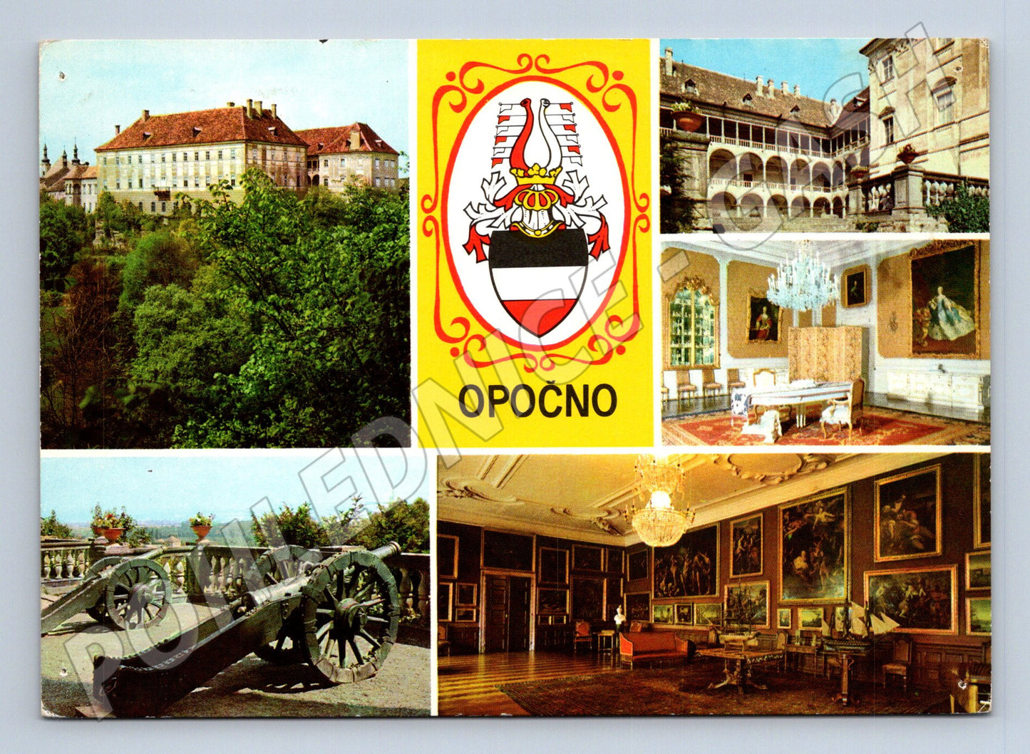 Pohlednice Opočno – zámek a historická děla (M15175)