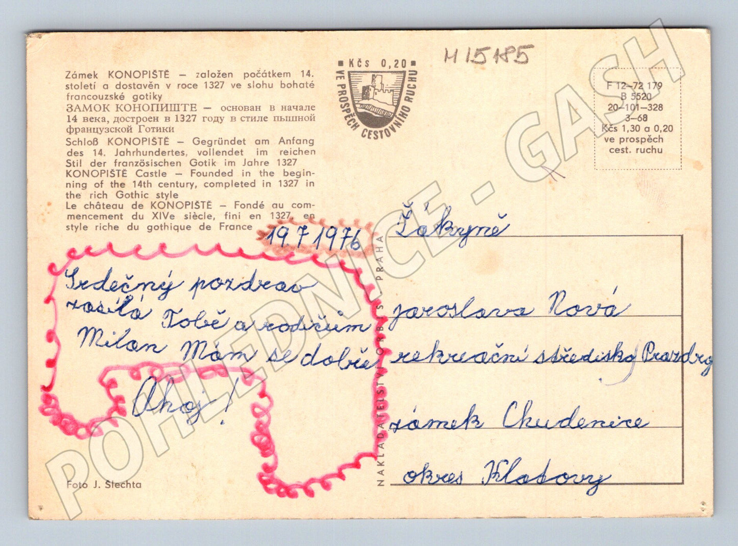 Pohlednice Konopiště – více pohledů 1976 (M15185)