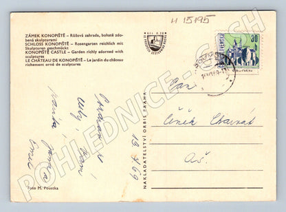 Pohlednice Zámek Konopiště – růžová zahrada (M15195)