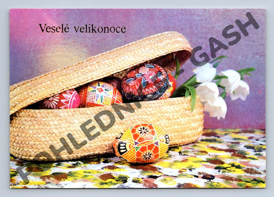Pohlednice Velikonoční kraslice a sněženka Veselé Velikonoce (M1520)