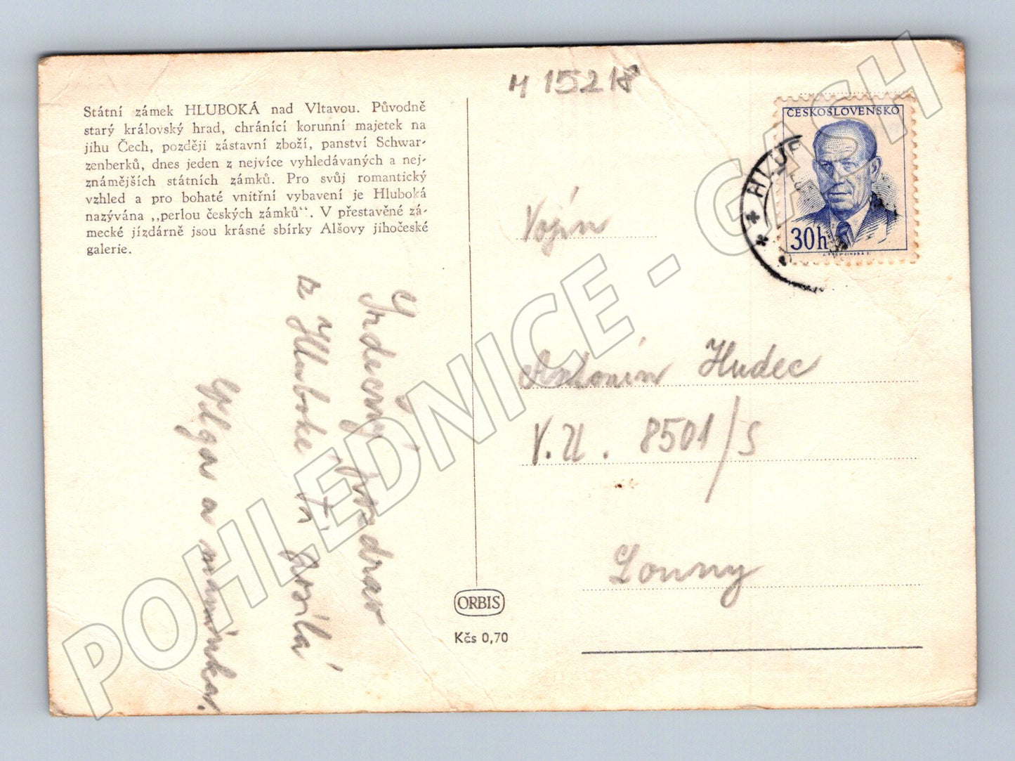 Pohlednice Hluboká nad Vltavou – letecký pohled (M15218)