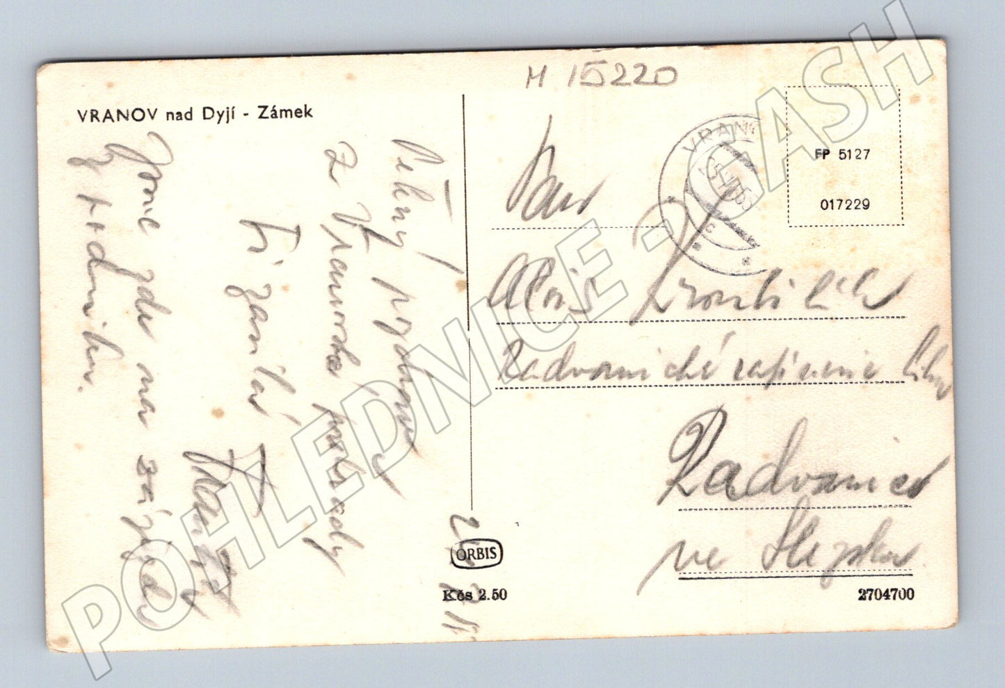 Pohlednice Vranov nad Dyjí – historický zámek (M15220)