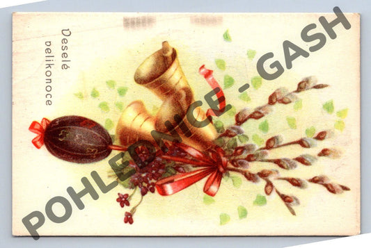 Pohlednice Velikonoční kraslice a zvonek ČSR 1948 (M1524)