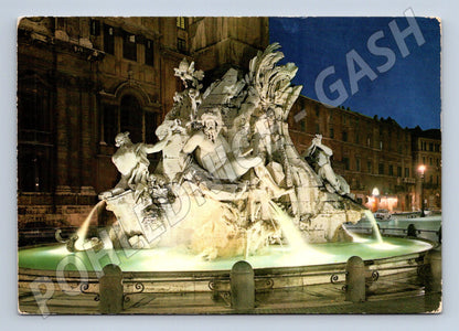 Pohlednice Řím – Piazza Navona v noci (M15307)