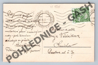 Pohlednice Velikonoční česká venkovská malba 1911 (M1531)