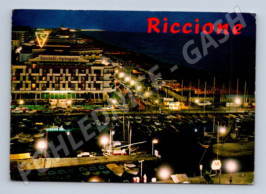Pohlednice Riccione – noční přístav 1976 (M15331)
