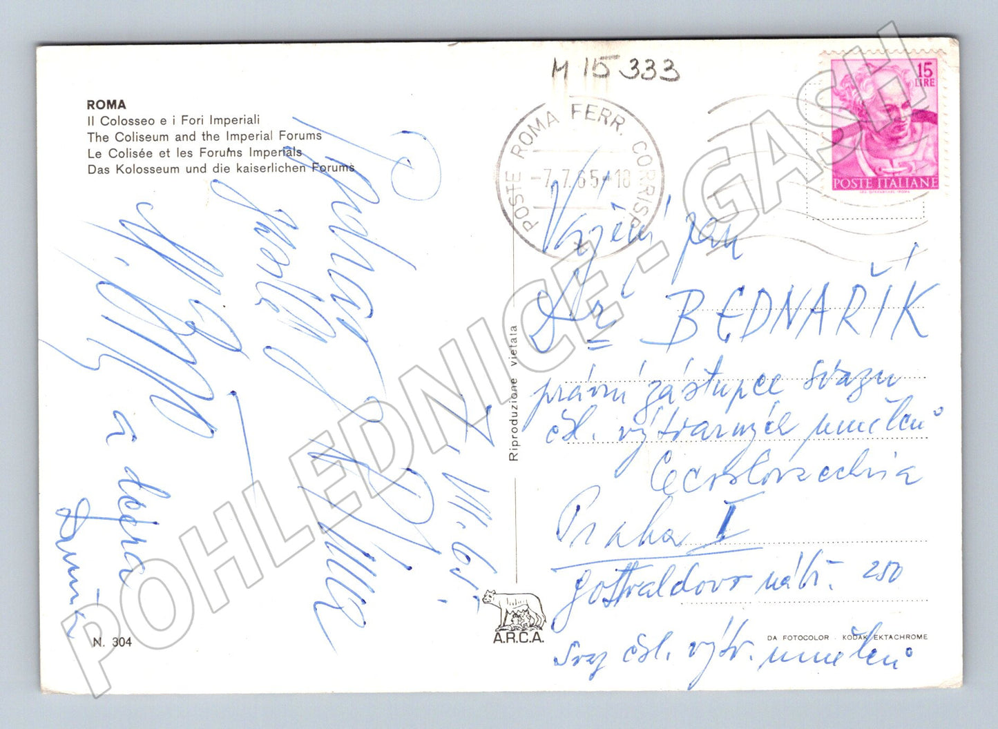 Pohlednice Řím – Koloseum z letadla 1970 (M15333)