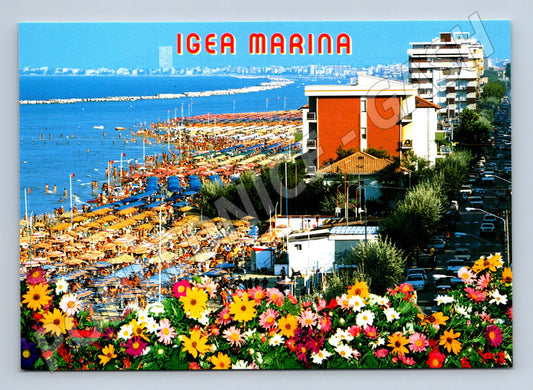 Pohlednice Igea Marina – pláž a promenáda (M15337)