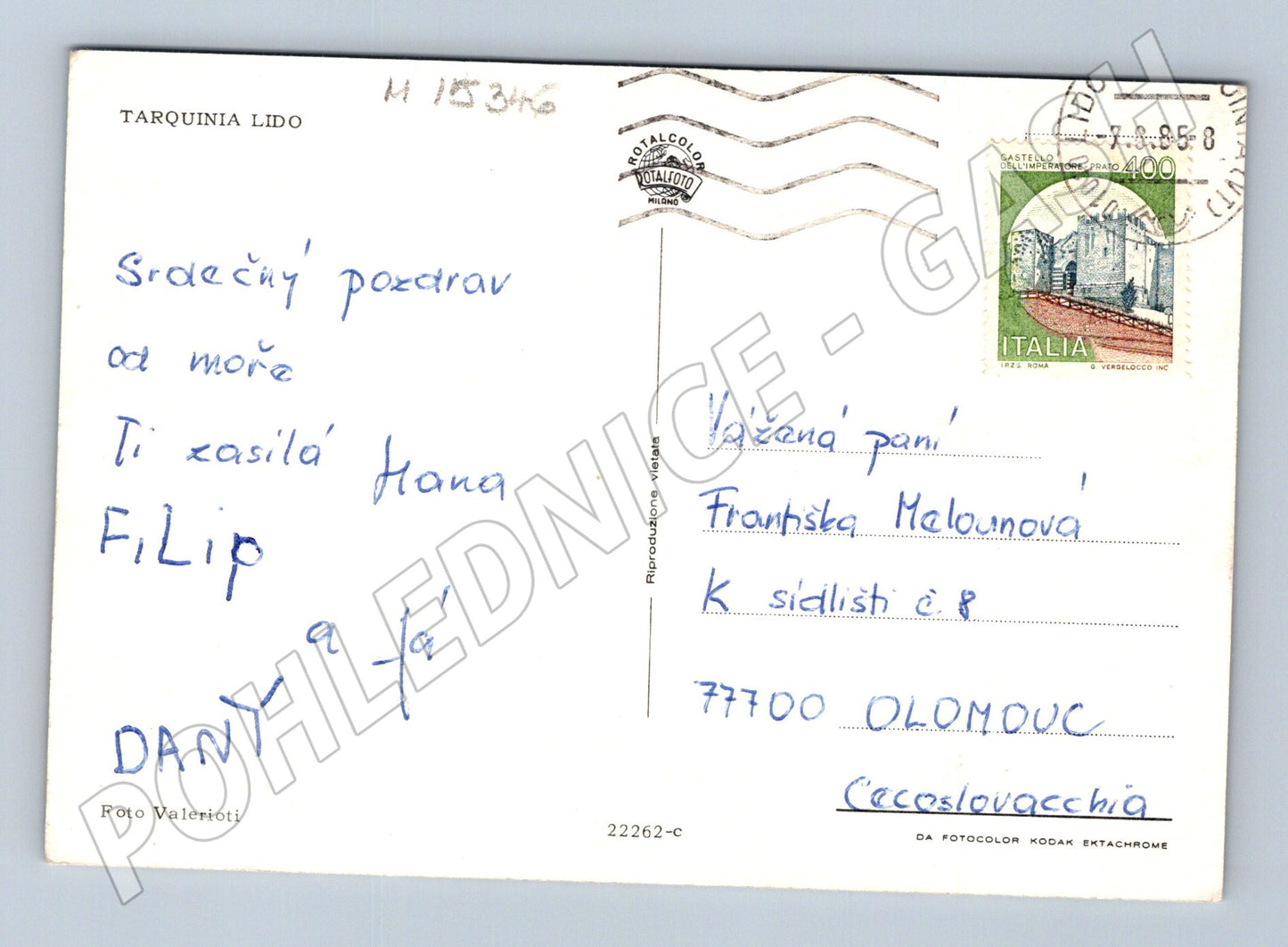 Pohlednice Tarquinia Lido – pláž a auta 1988 (M15346)