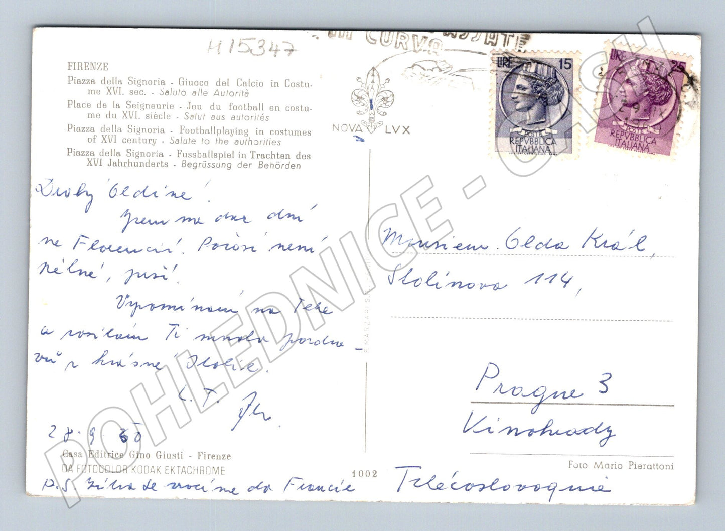 Pohlednice Florencie – Piazza della Signoria 1980 (M15347)