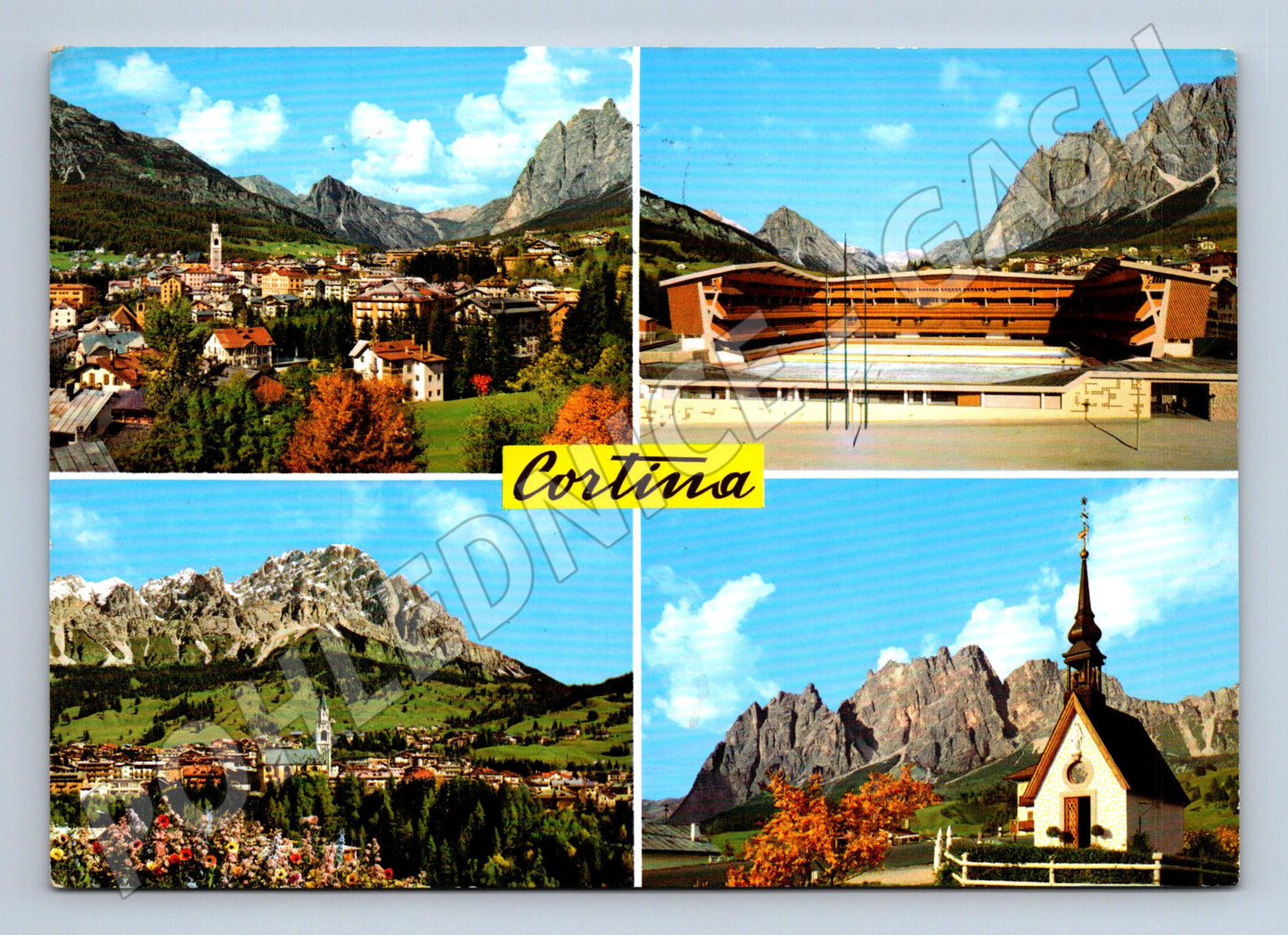 Pohlednice Cortina d'Ampezzo – panorama a stadion (M15352)