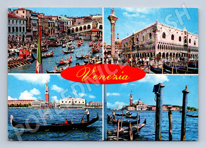 Pohlednice Venezia – gondoly a Dóžecí palác (M15356)