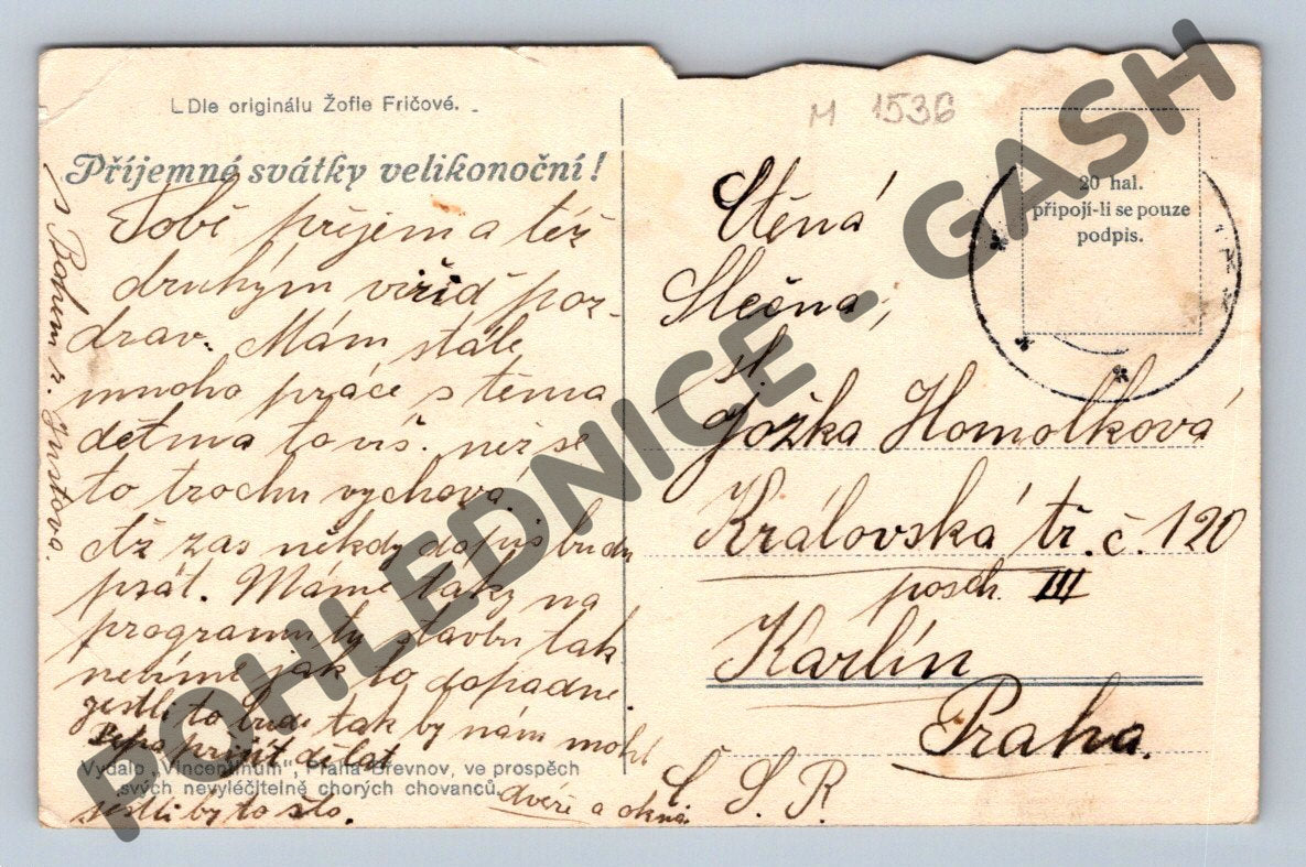 Pohlednice Velikonoční dítě a zajíček (M1536)