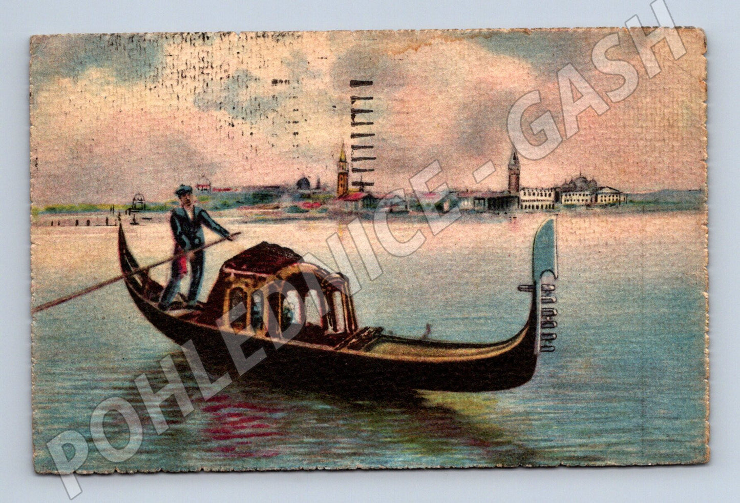 Pohlednice Benátky – gondola, razítko 1924 (M15375)
