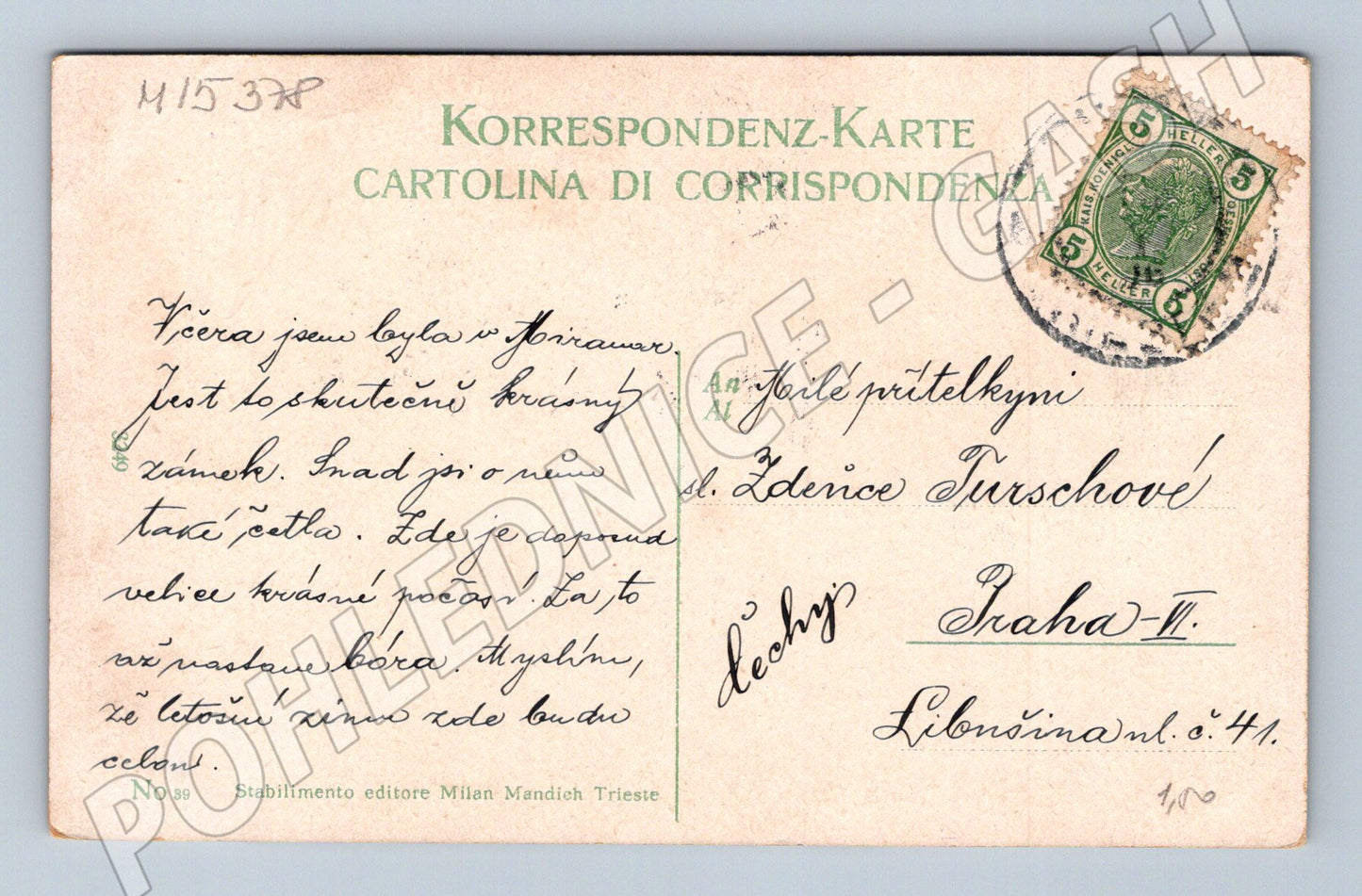 Pohlednice Trieste – plachetnice a maják, kolorovaná (M15378)
