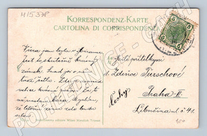 Pohlednice Trieste – plachetnice a maják, kolorovaná (M15378)
