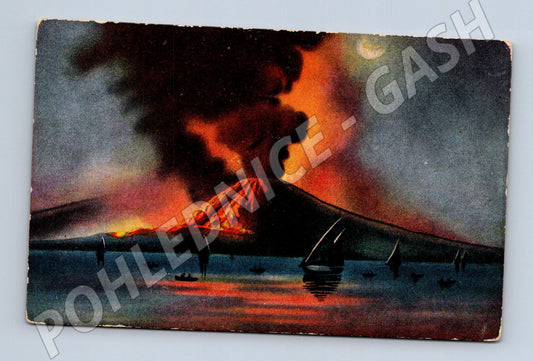 Pohlednice Vesuv – erupce 1906, Neapol (M15386)