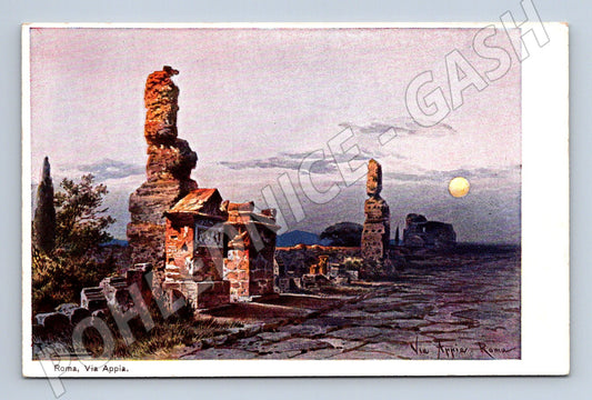 Pohlednice Řím – Via Appia, litografie (M15401)