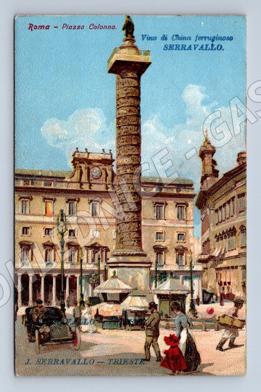 Pohlednice Řím – Piazza Colonna, reklama Serravallo (M15402)