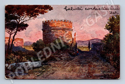 Pohlednice Řím – Via Appia, Cecilia Metella 1911 (M15404)