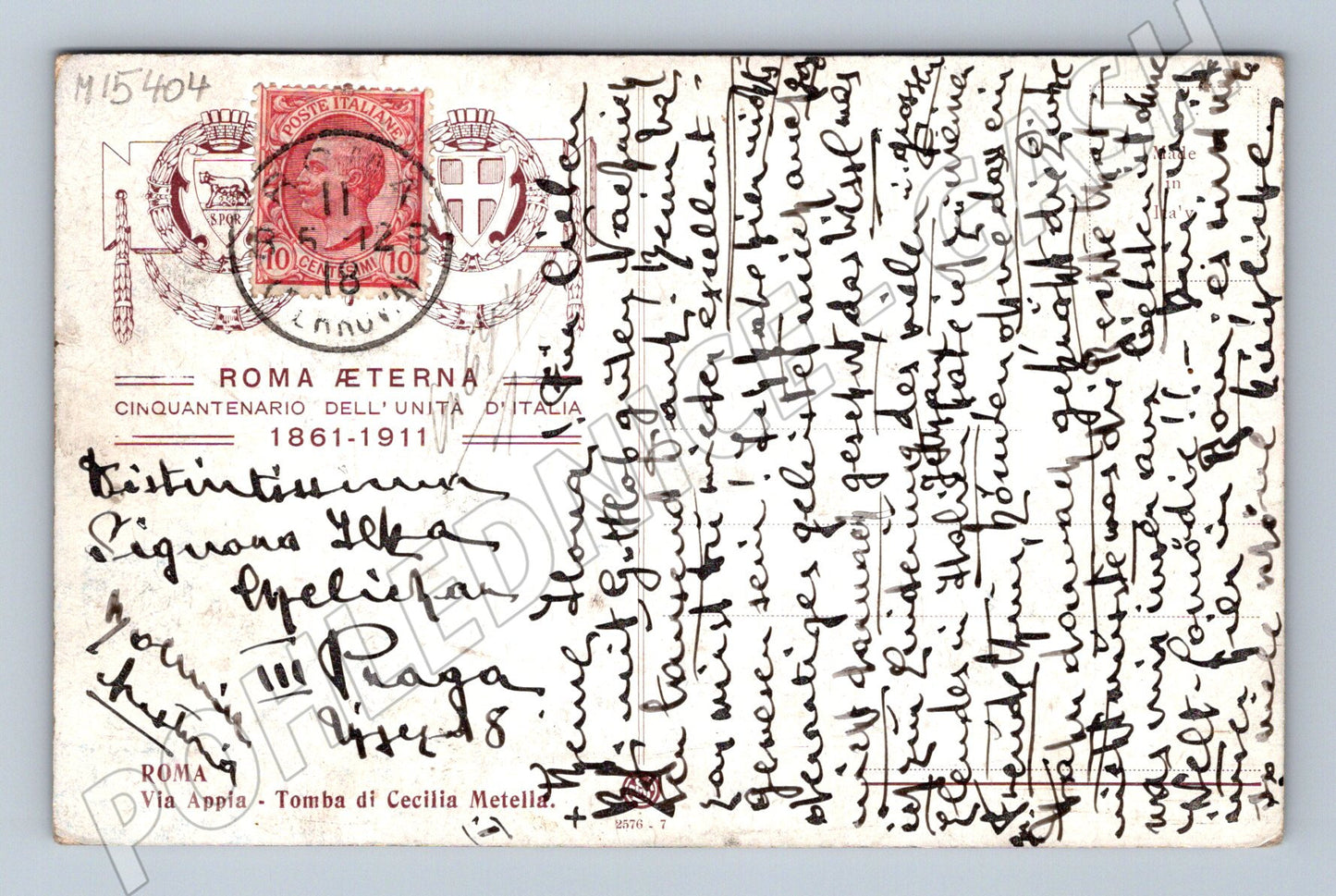 Pohlednice Řím – Via Appia, Cecilia Metella 1911 (M15404)