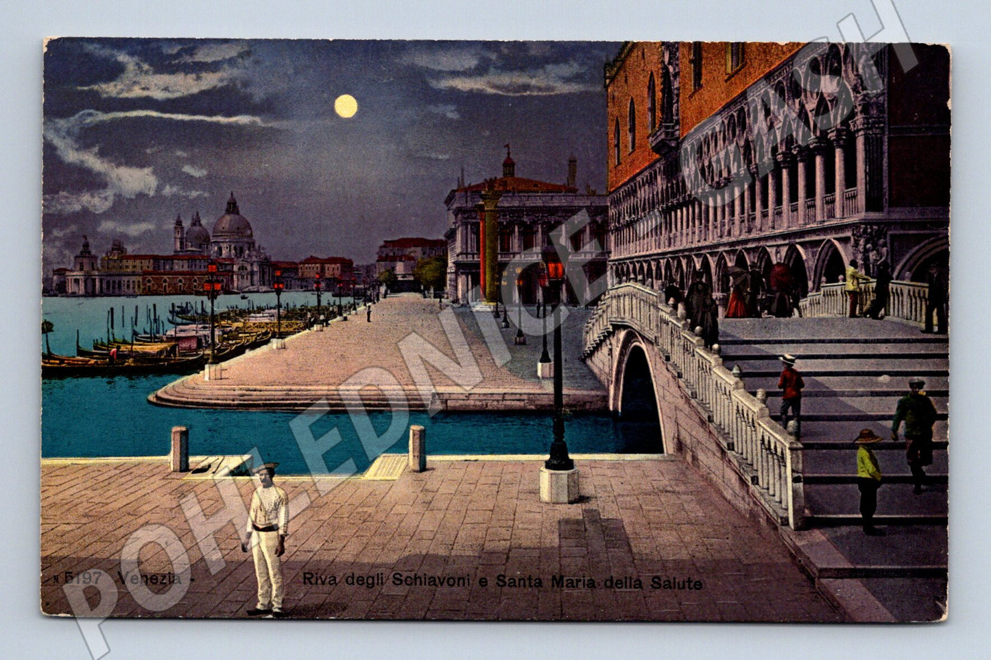 Pohlednice Benátky – Riva Schiavoni, Salute, noc (M15418)
