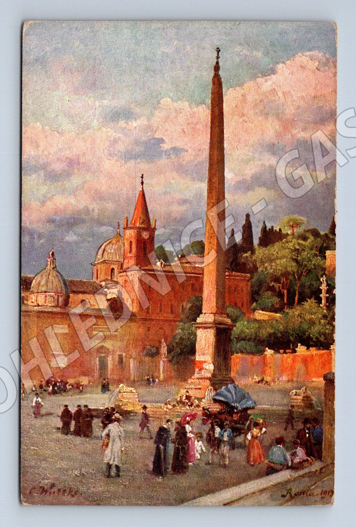Pohlednice Řím – Piazza del Popolo, malířská (M15455)