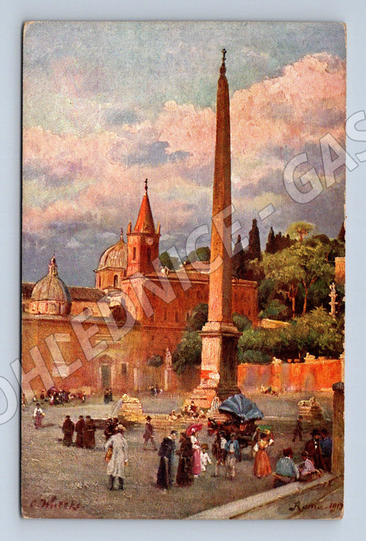 Pohlednice Řím – Piazza del Popolo, malířská (M15455)