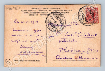 Pohlednice Venezia – bazilika sv. Marka, odesláno 1914 (M15457)
