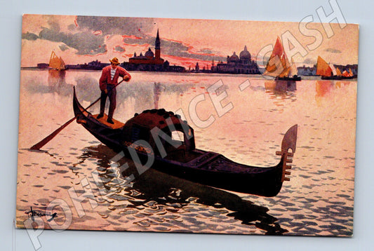 Pohlednice Benátky – gondola & ostrov S. Giorgio (M15470)