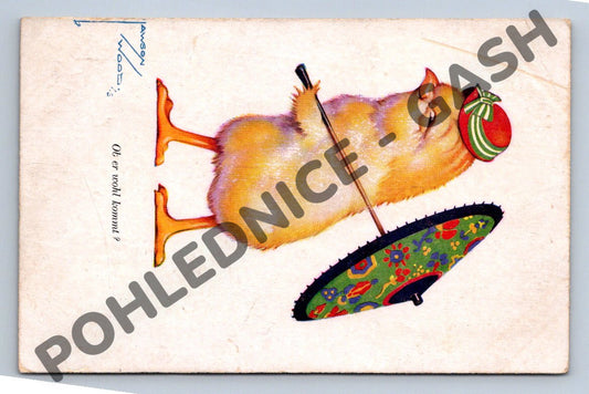 Pohlednice Kuřátko s kloboučkem Lawson Wood 1932 (M1548)