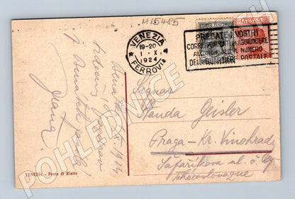 Pohlednice Benátky – Rialto, zaslaná 1924 (M15485)
