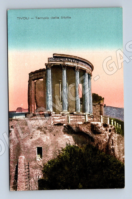 Pohlednice Tivoli – Tempio della Sibilla, kolorovaná (M15486)