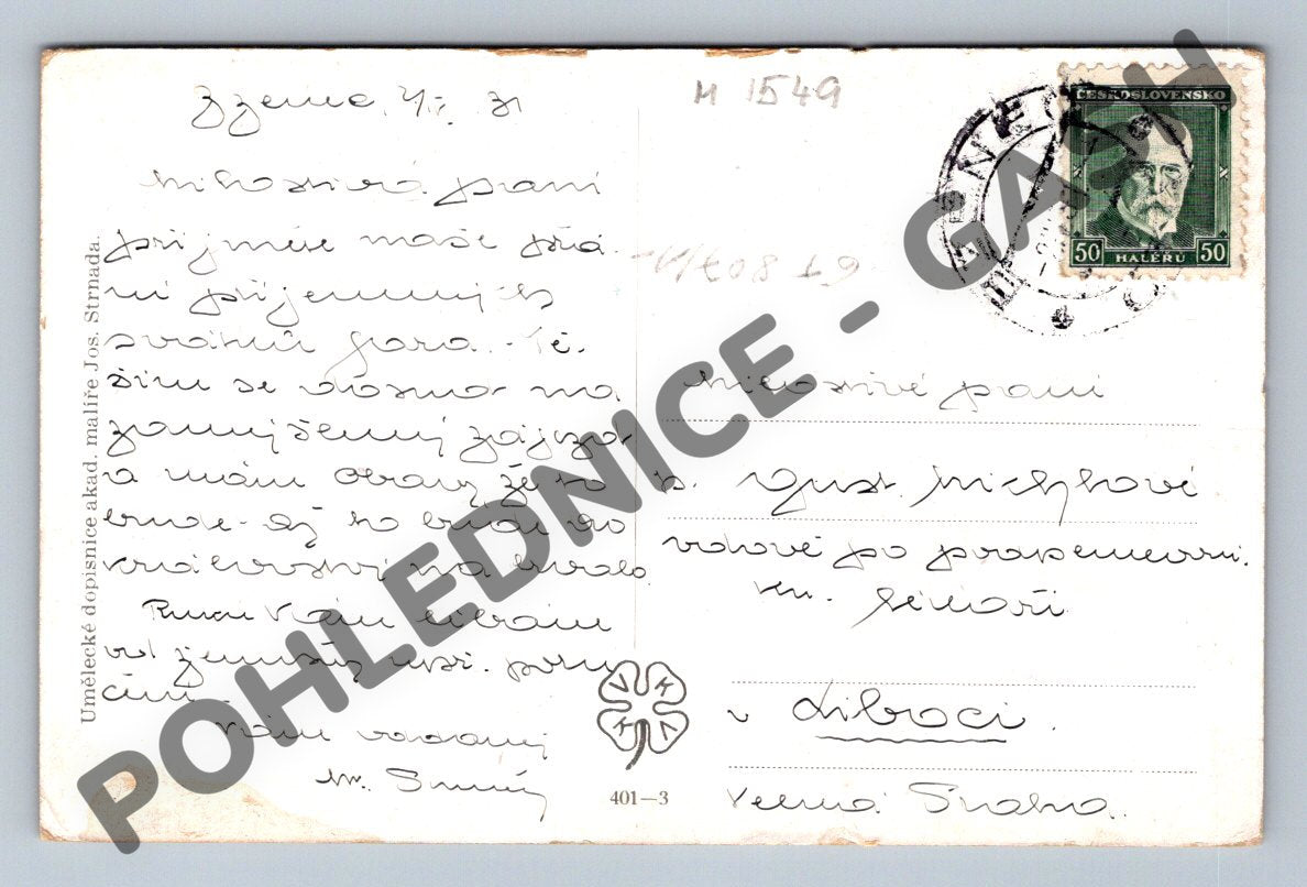 Pohlednice Chlapci pletou pomlázku Josef Strnadel (M1549)