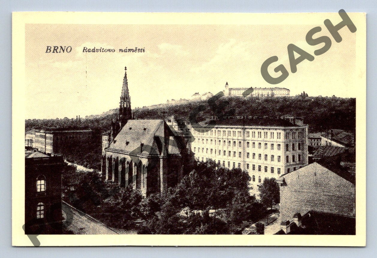 Pohlednice Brno Raduitovo náměstí Špilberk velký formát (M155)