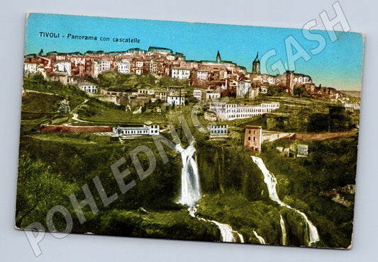 Pohlednice Tivoli – panorama s vodopády, prošlá (M15512)