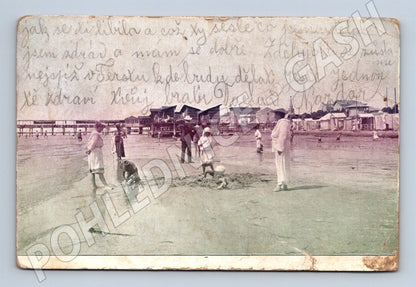Pohlednice pláž a lázeňské letovisko, cca 1900–1918 (M15523)