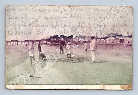 Pohlednice pláž a lázeňské letovisko, cca 1900–1918 (M15523)